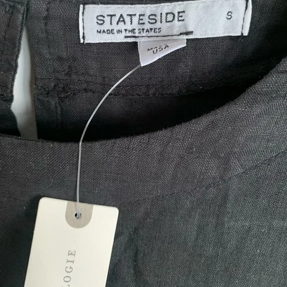 NWT Anthropologie Stateside Vivienne Linen Midi Dress In Black - Picture 4 of 8